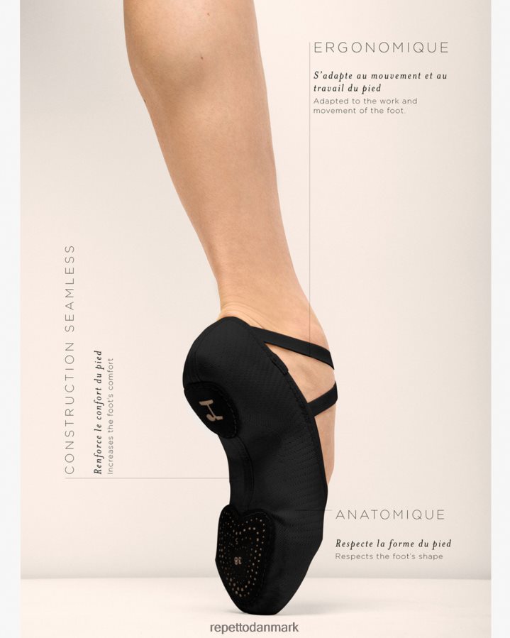 Repetto bløde balletsko dans f.i.t Kvinder sort fodtøj FH8P2B610