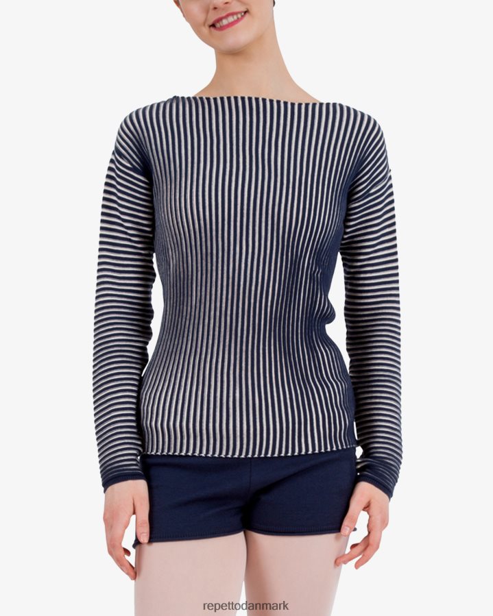 Repetto bicolor ribstrikket trøje Kvinder blå og kronbladsrosa tøj FH8P2B528