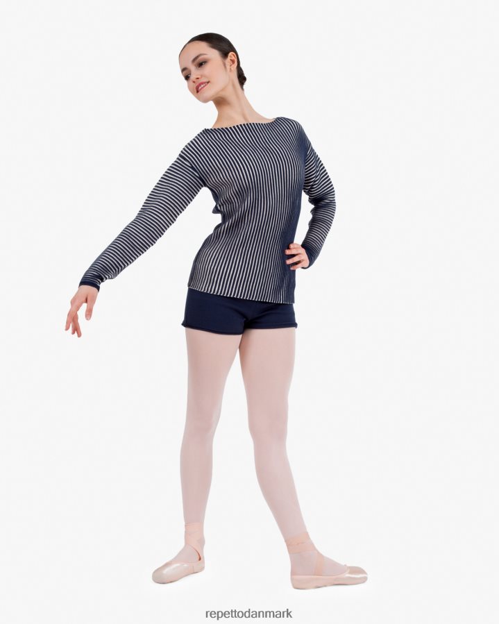 Repetto bicolor ribstrikket trøje Kvinder blå og kronbladsrosa tøj FH8P2B528