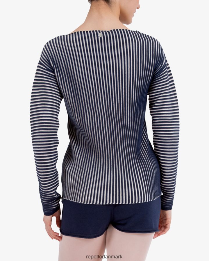 Repetto bicolor ribstrikket trøje Kvinder blå og kronbladsrosa tøj FH8P2B528
