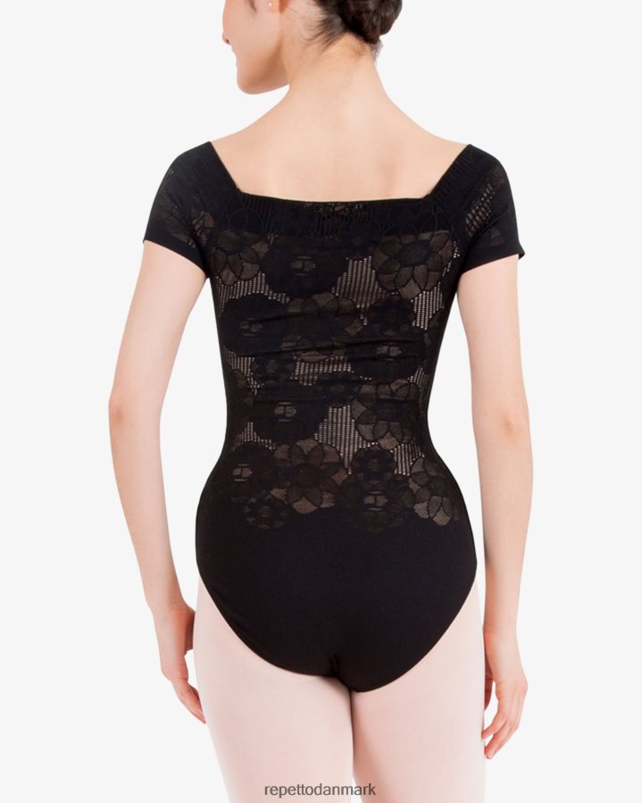 Repetto korte ærmer trikot med blonder Kvinder sort tøj FH8P2B482