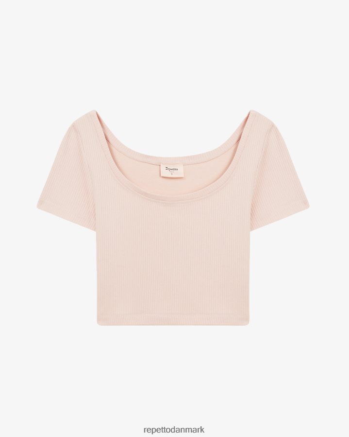 Repetto ribbet kort top Kvinder kronblad pink tøj FH8P2B328