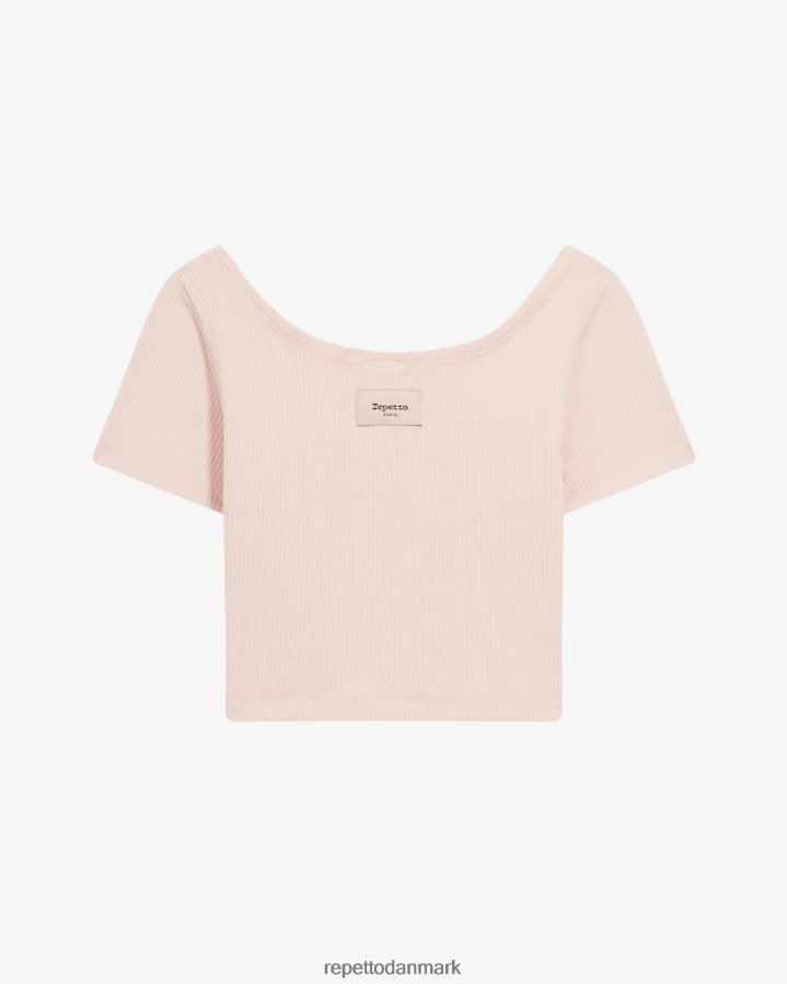 Repetto ribbet kort top Kvinder kronblad pink tøj FH8P2B328