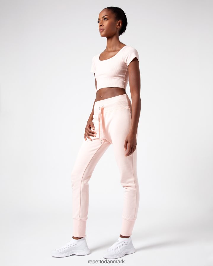 Repetto ribbet kort top Kvinder kronblad pink tøj FH8P2B328