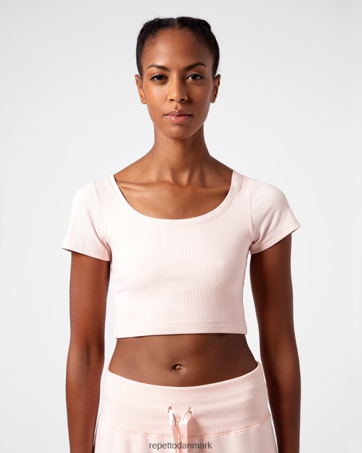 Repetto ribbet kort top Kvinder kronblad pink tøj FH8P2B328