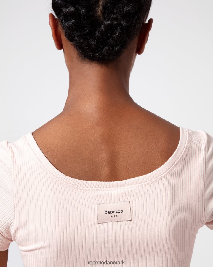 Repetto ribbet kort top Kvinder kronblad pink tøj FH8P2B328