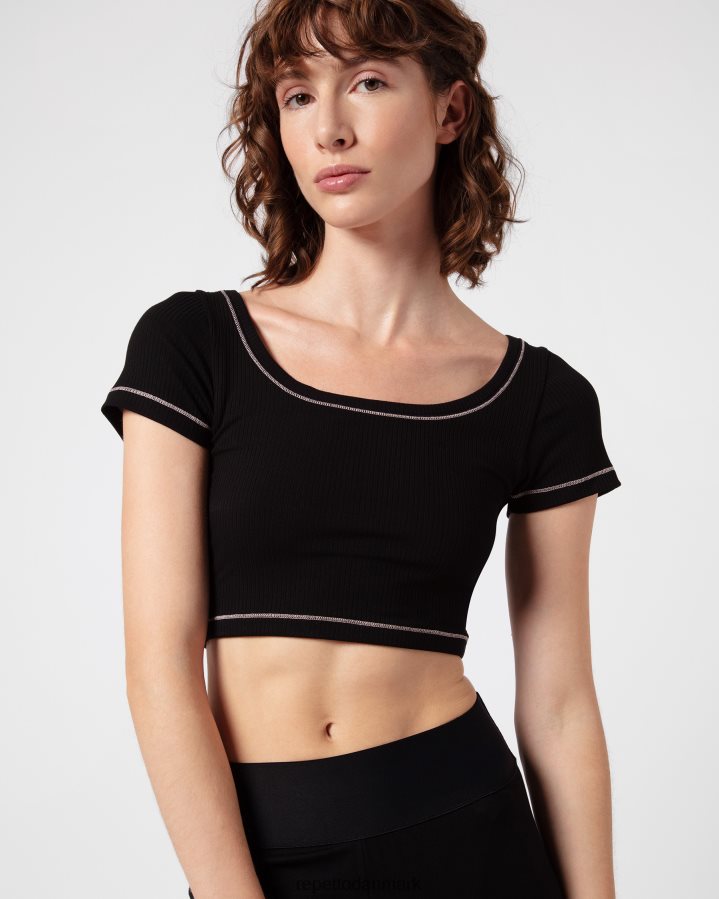 Repetto ribbet kort top Kvinder sort tøj FH8P2B337