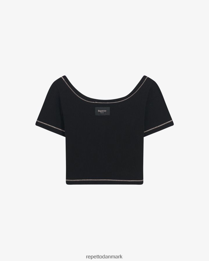 Repetto ribbet kort top Kvinder sort tøj FH8P2B337