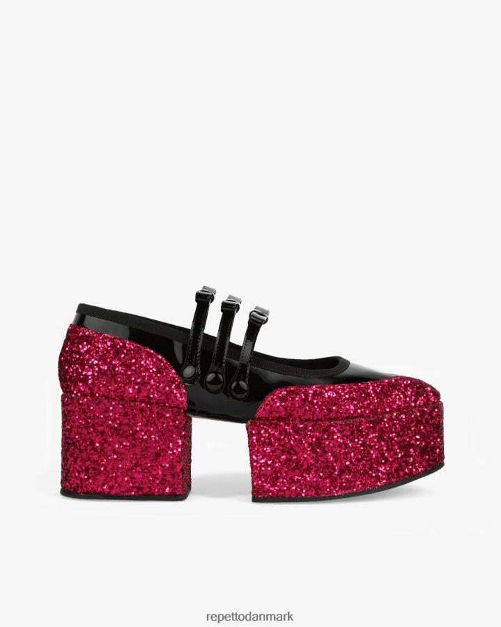 Repetto x noir kei ninomiya - glitter platform mary janes Kvinder fuchsia pink og sort fodtøj FH8P2B159