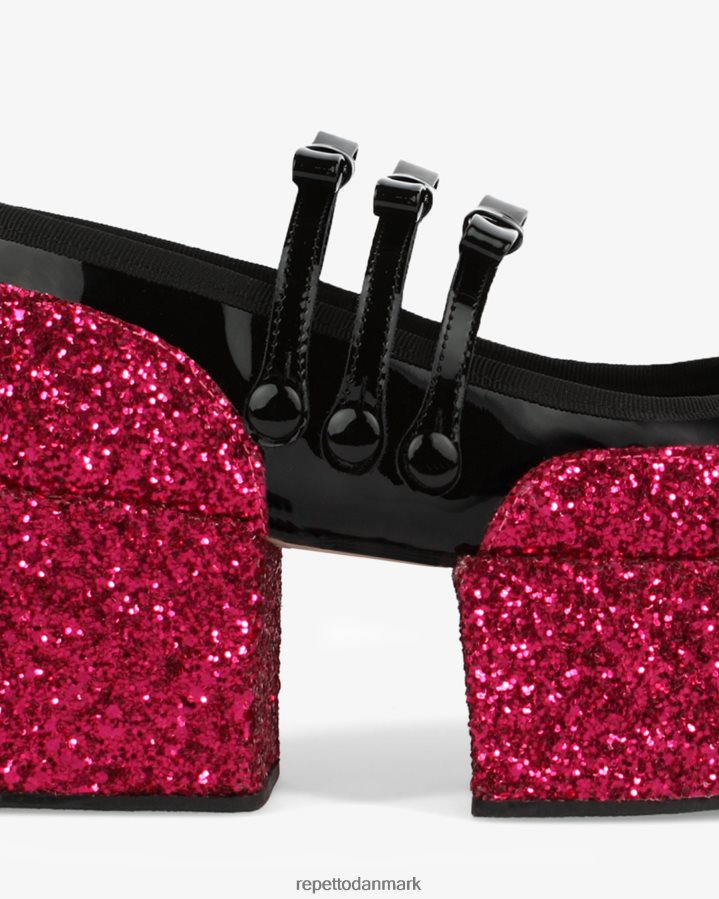 Repetto x noir kei ninomiya - glitter platform mary janes Kvinder fuchsia pink og sort fodtøj FH8P2B159