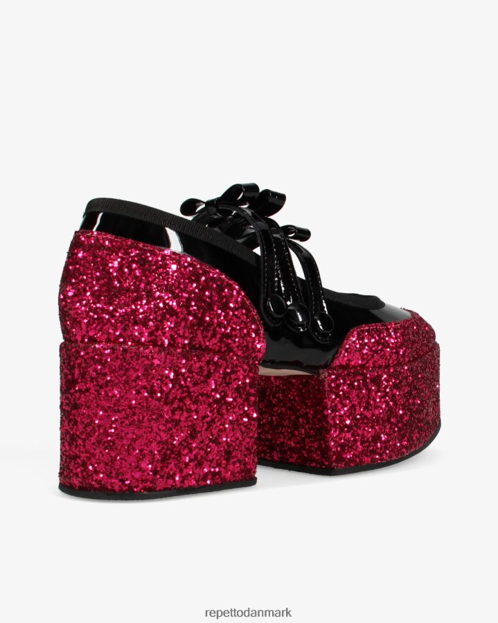 Repetto x noir kei ninomiya - glitter platform mary janes Kvinder fuchsia pink og sort fodtøj FH8P2B159