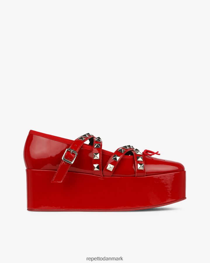 Repetto x noir kei ninomiya - platform mary janes med nitterrem Kvinder flammende rød fodtøj FH8P2B183